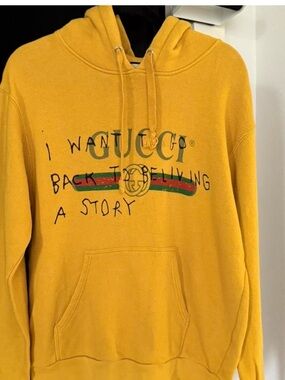 Gucci Yellow Graphic Logo Hoodie - Men